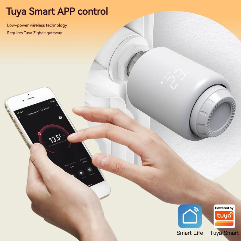 Tuya Zigbee Smart TRV (Thermostatic Radiator Valve),Constant Temperature Control, APP Remote/Timer,Energy Saving Knob Adjustment