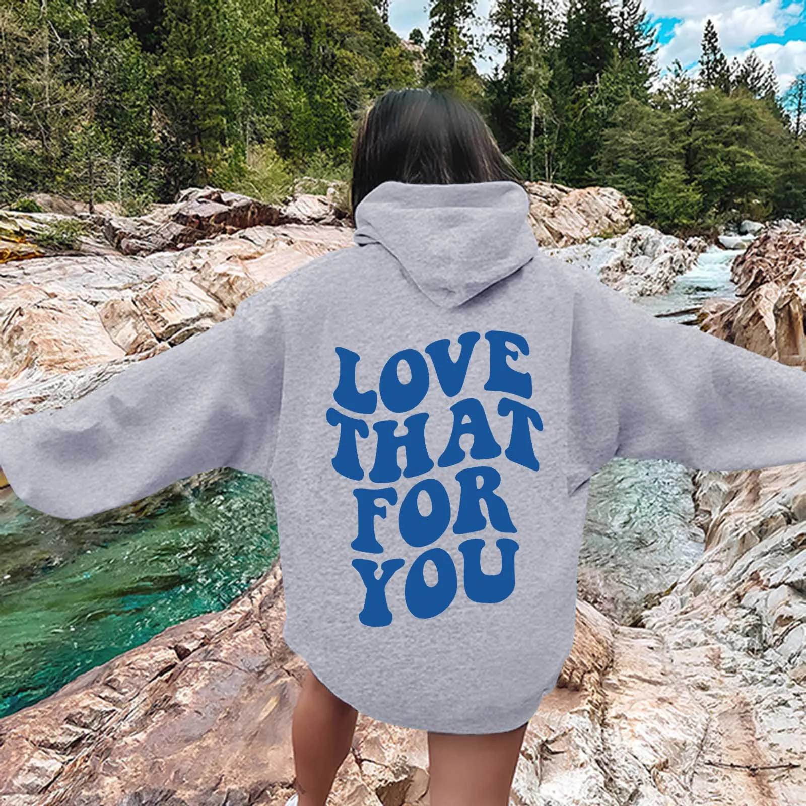 

LOVE THAT FOR YOU Women's Hooded Sweatshirt Pullover with Pocket