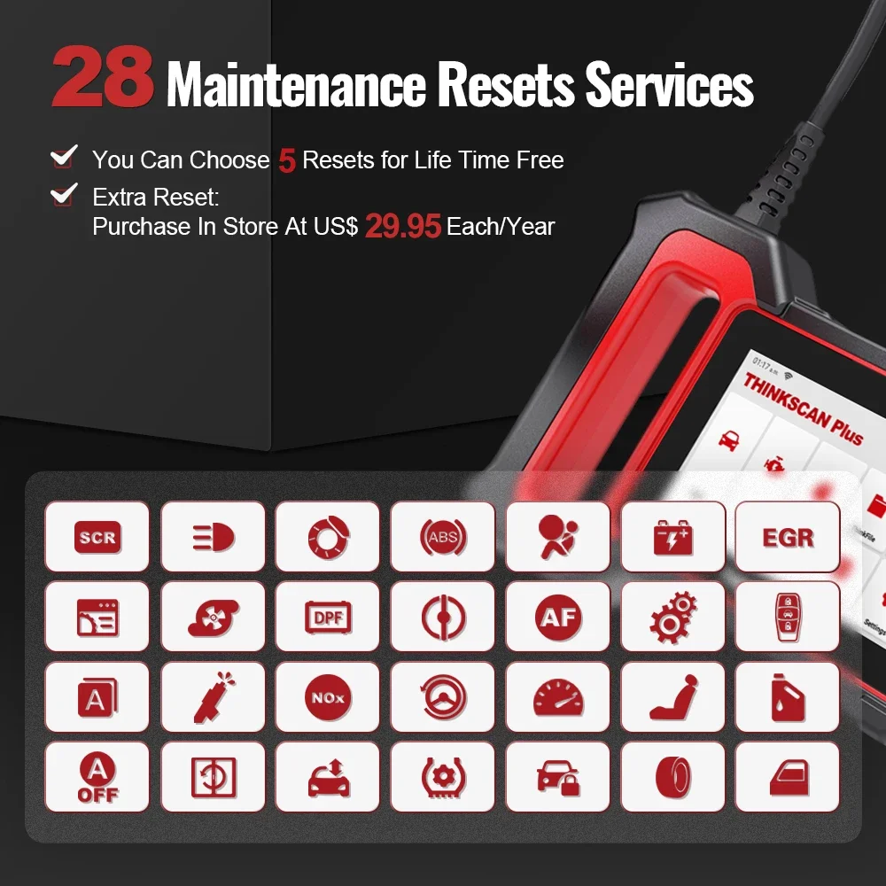 THINKSCAN PLUS S4/S6/S7 OBD2 Car Diagnostic Tools Multi System Scan ABS SRS ECM TCM BCM IC AC Reset Code Reader Auto Scanner