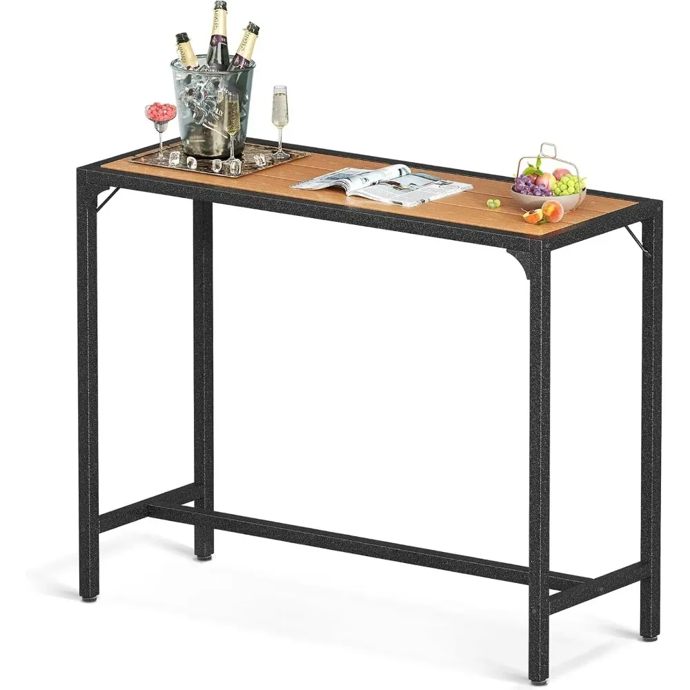 

39 Inch Outdoor Bar Table, Hot Tub Table, Patio Counter Bar Height Table with Weather Resistant Waterproof Top (Yellow Teak)