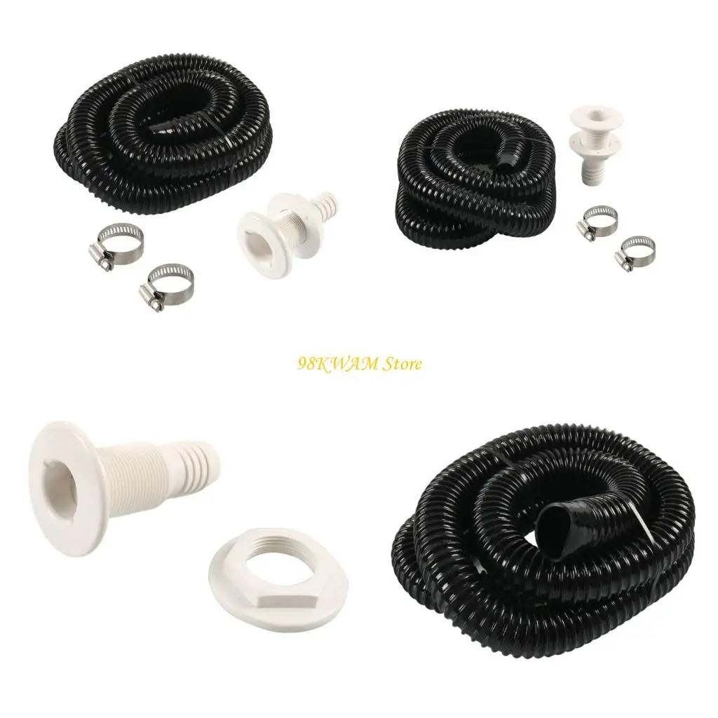 

3/4 Inch Marine Bilge Pump Installation With ABS Plastic Drain Outlet 2 Hose Clamps And 6 Feet Corrugated Tube For Boat Yacht