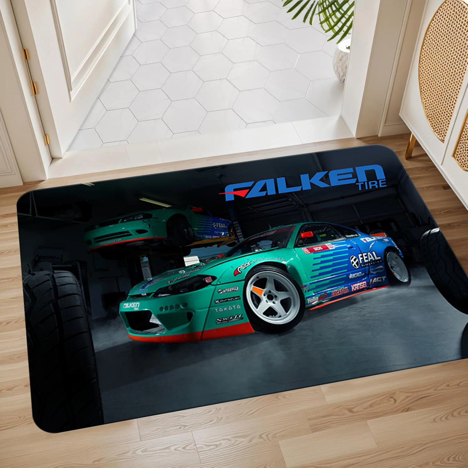 1PC F-Falkens Tire Racing Car Tyre Floor Mat Anti-Slip Kitchen Bedroom Rug Carpet Living Room Entrance Rug