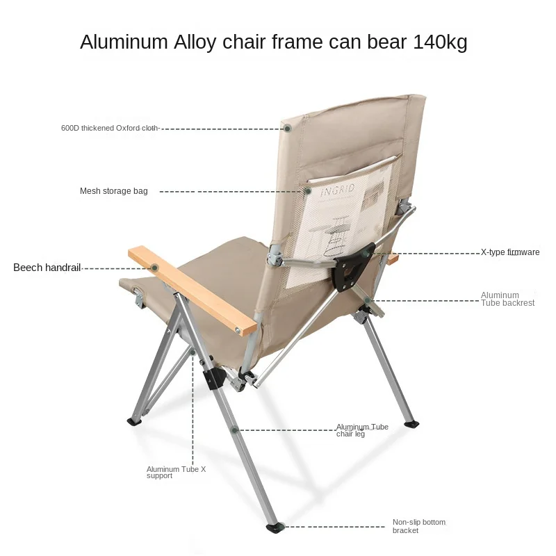 Fauteuil inclinable d\'extérieur, chaise de plage pliante, siège élévateur en plein air, camping, pause déjeuner, portable, loisirs, été