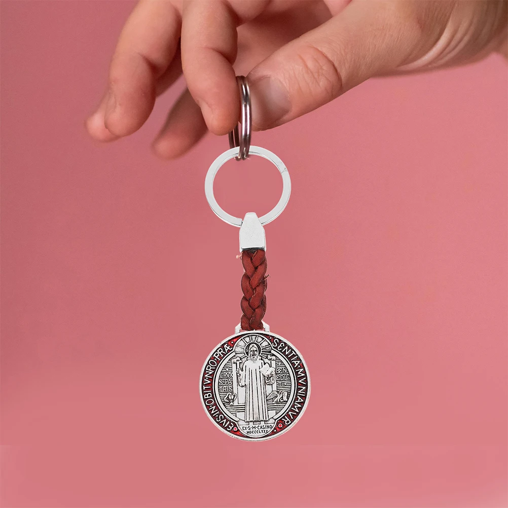 

2pcs Keychain Ornaments Benedicts Medal Cross Catholics Retro Metal Protection Charms Pendants Jewelry Making Supplies