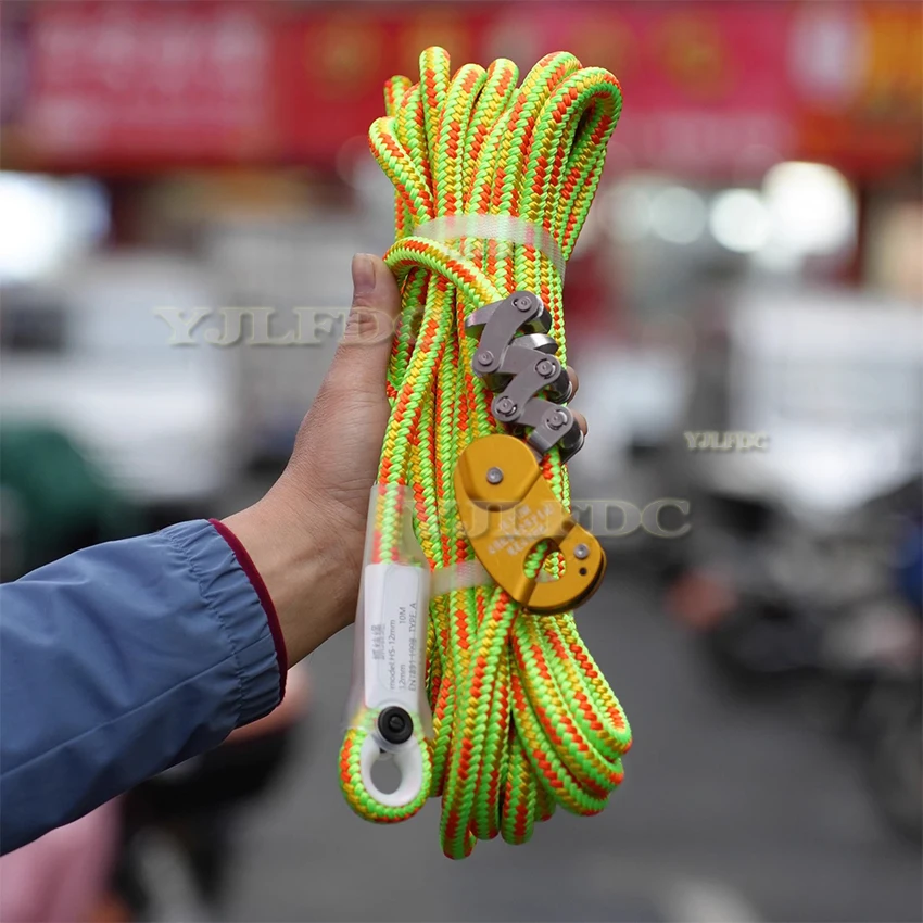Simpul Genggam Panjat Pohon 10 Meter Pekerjaan Udara, Tali Pengaman, Perangkat Pengunci Otomatis, Pengambil Tali Katrol Luar Ruangan Hemat Tenaga Kerja