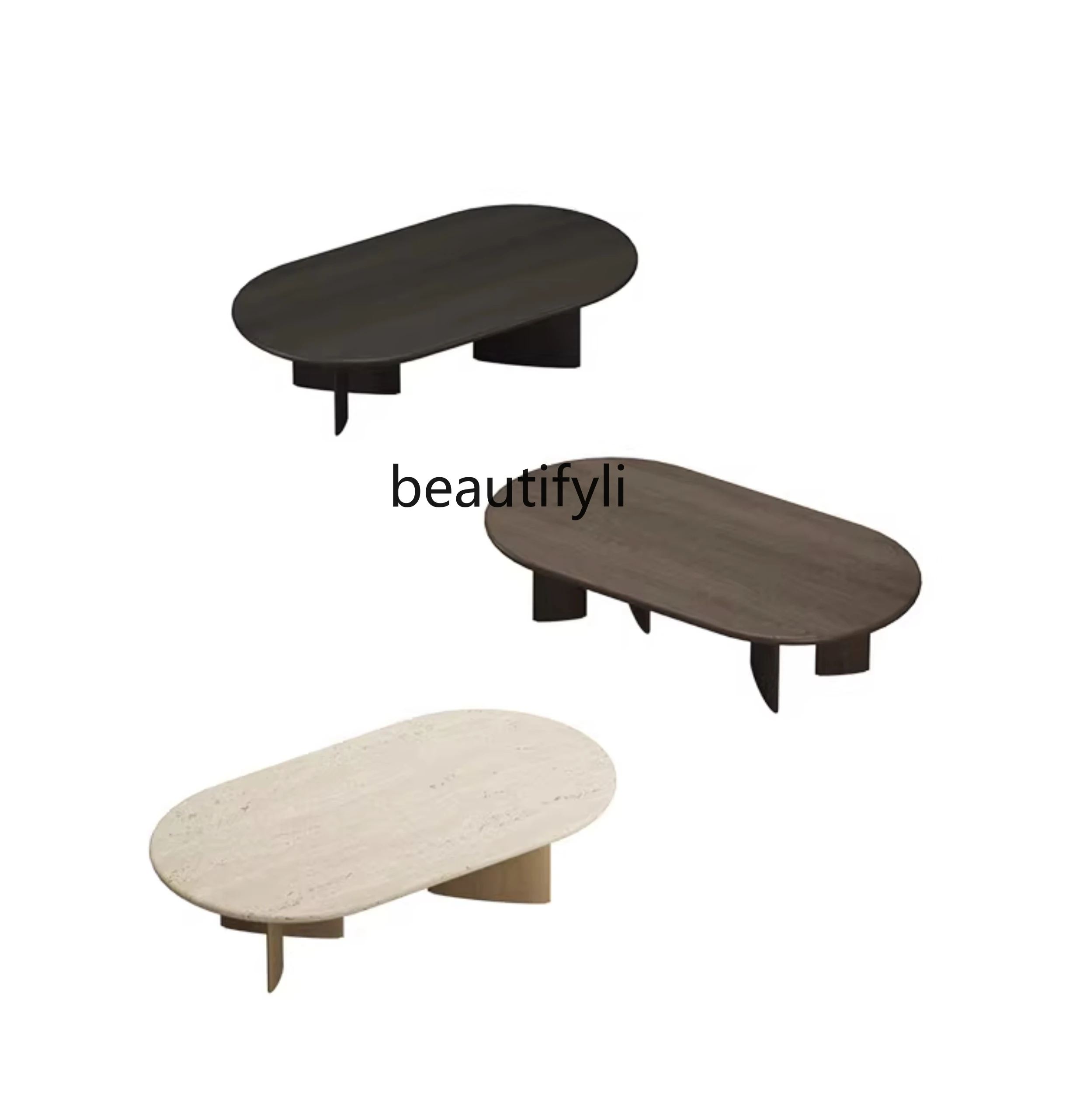 

Modern Minimalist Silent Style Tea Table Original Home Living Room Simple Cave Stone Square round Corner Tea Table furniture