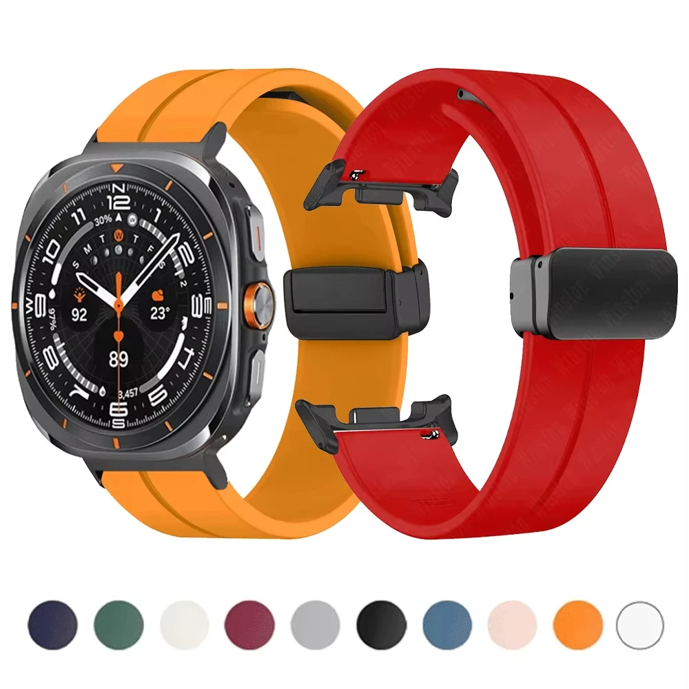 Silicone Band for Galaxy Watch Ultra 2025 47mm Strap for Samsung Galaxy Watch 8Classic 46mm 8 40mm 44mm Magnetic Buckle Bracelet