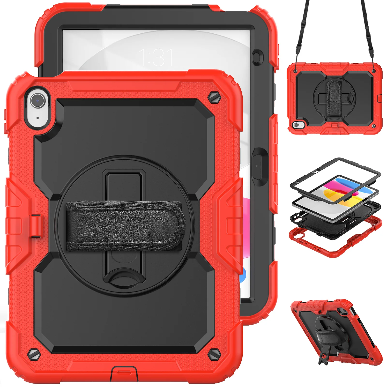 Armor Stand Case Universal For iPad A16 2025 11th 10.9 2022 10th Generation 3-Layers Protect Hybrid Cover With Screen Protector