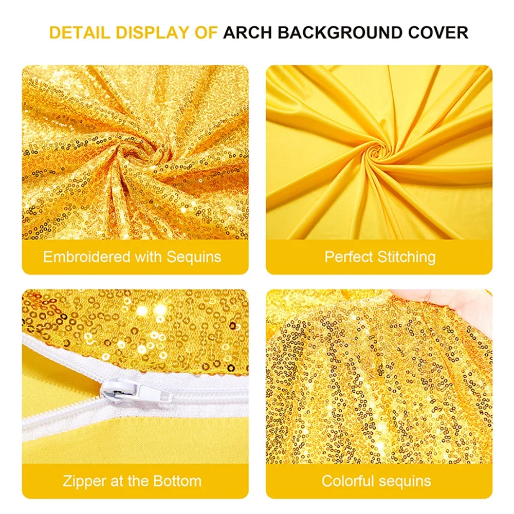 1pc Gold Sequin Arch Cover, Wedding Scene Props, Birthday Party Photography Background Cloth ,Wedding Arch Backdrop Cover