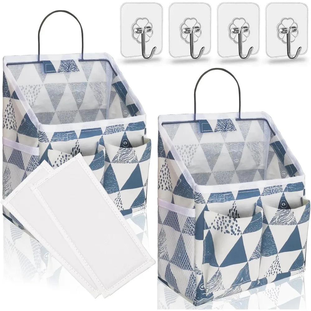 قطعتان من حقيبة تنظيم التعليق على الحائط الصغيرة، سلة تخزين معلقة على الباب من قماش الكتان مع جيوب، صندوق مقاوم للماء للمطبخ، غرفة النوم