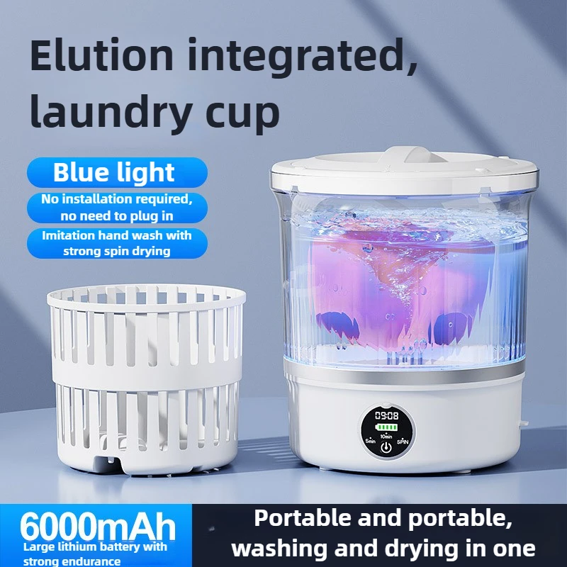 Mini Washing Machine Portable USB Powered Travel Laundry Washer with Blue Light for Socks Underwear Baby Clothes Dormitory RV