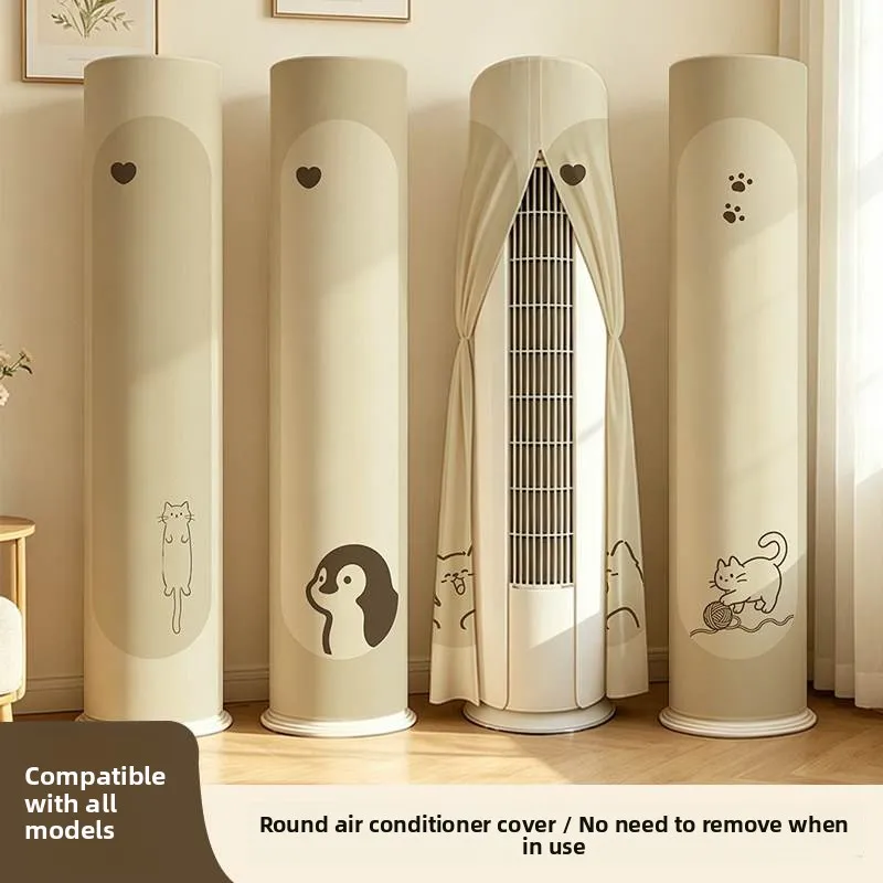 modern-minimalist-round-cylinder-air-conditioner-dust-cover-vertical-style-decorative-beautifying-windproof-shield-new-universal