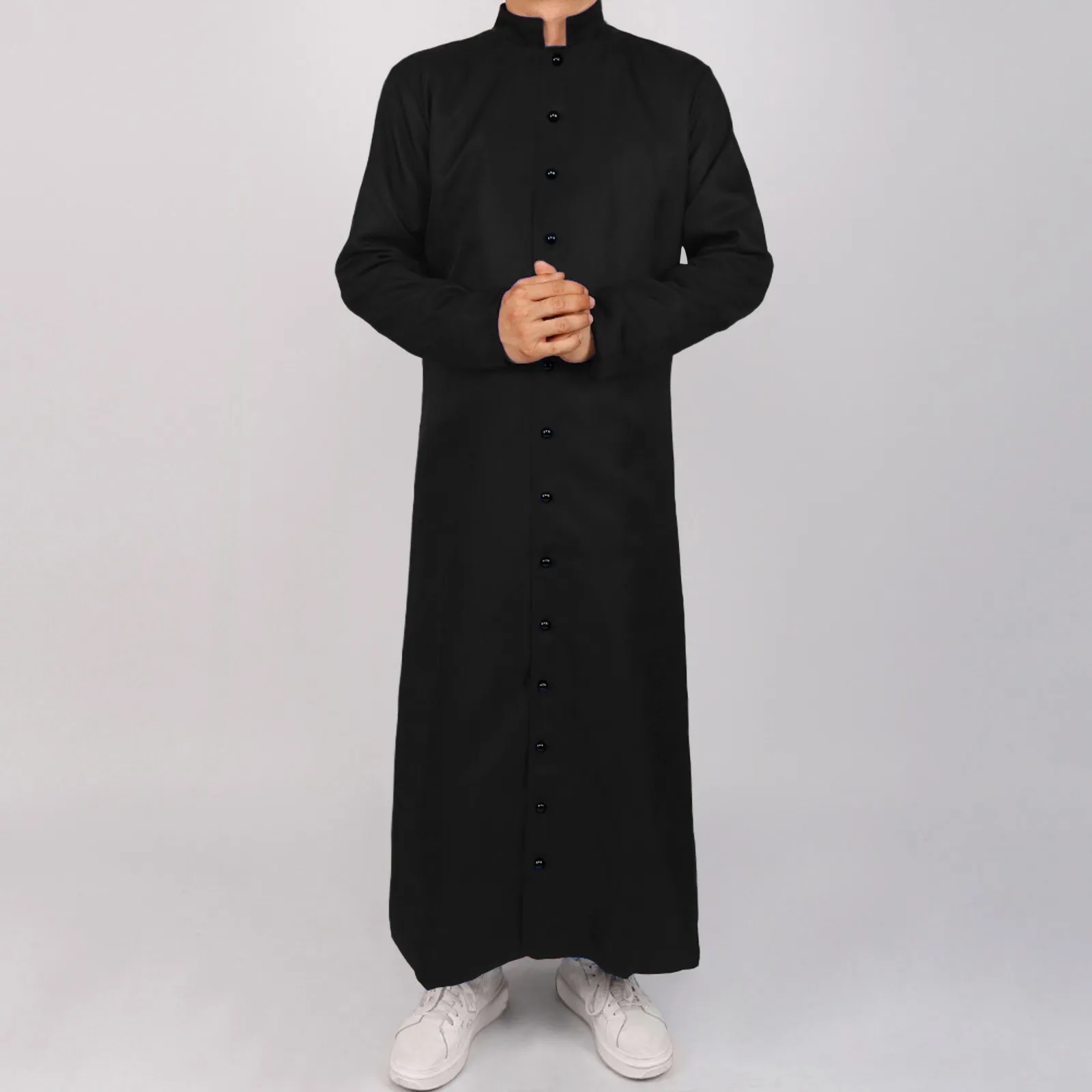 Roman Monk Priest Costume Cassock Robe Pastor Father Vestments Medieval Ritual Robe Cosplay Adult Men Halloween Costume