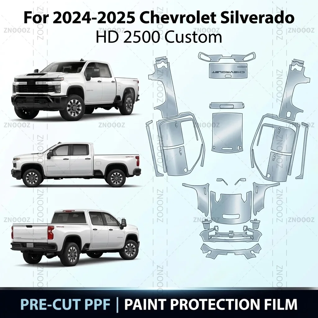 For 2024-2025 Chevrolet Silverado HD 2500 Custom Precut PPF Paint Protection Film TPU Full Vehicle Glossy Clear Matte Black