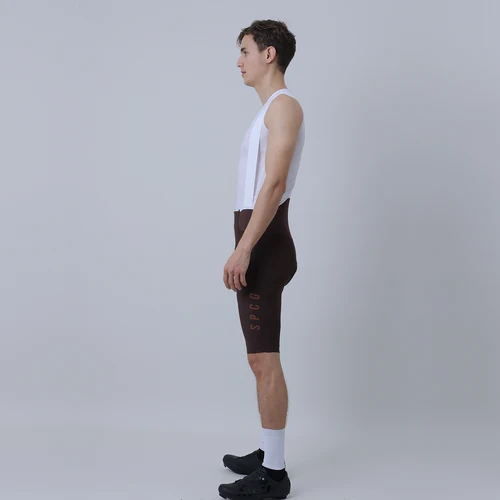 Imagen 2 del producto SPEXCEL 23 nuevos pantalones cortos con pechera de rendimiento ligeros de verano, babero para ciclismo de montaña y carretera, almohadilla de alta densidad 3D, manguito de pierna de corte libre, verde y marrón