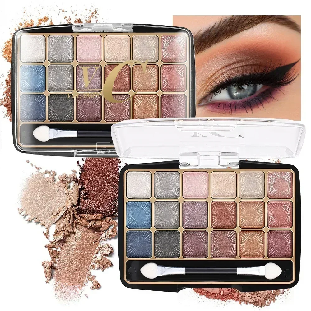 18-Farben-Glitzer-Lidschatten, matt, langlebig, wasserdicht, Lidschatten-Palette, Schimmer, sexy, einfach zu tragen, weibliche Augen-Make-up-Kosmetik