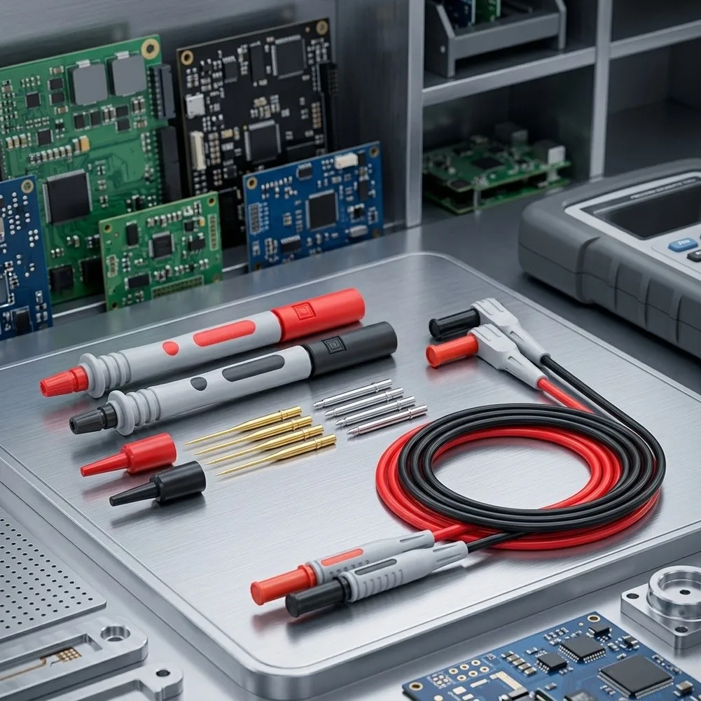 Multimeter Test Probes Kit Gold Plated Replaceable Tips PVC Insulated Needles For Precise Electrical Measurement And Automotive
