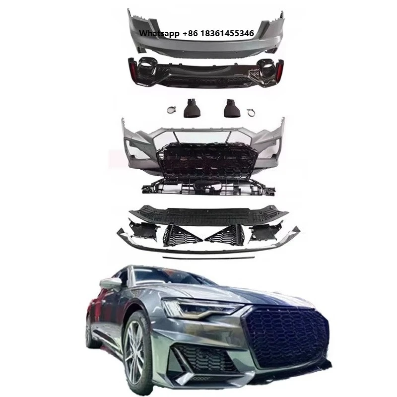 

For A6 A6L 18-22 body kit RS6 MTM version upgrade with front and rear bumper diffuser exhaust pipe side skirt Factory direct
