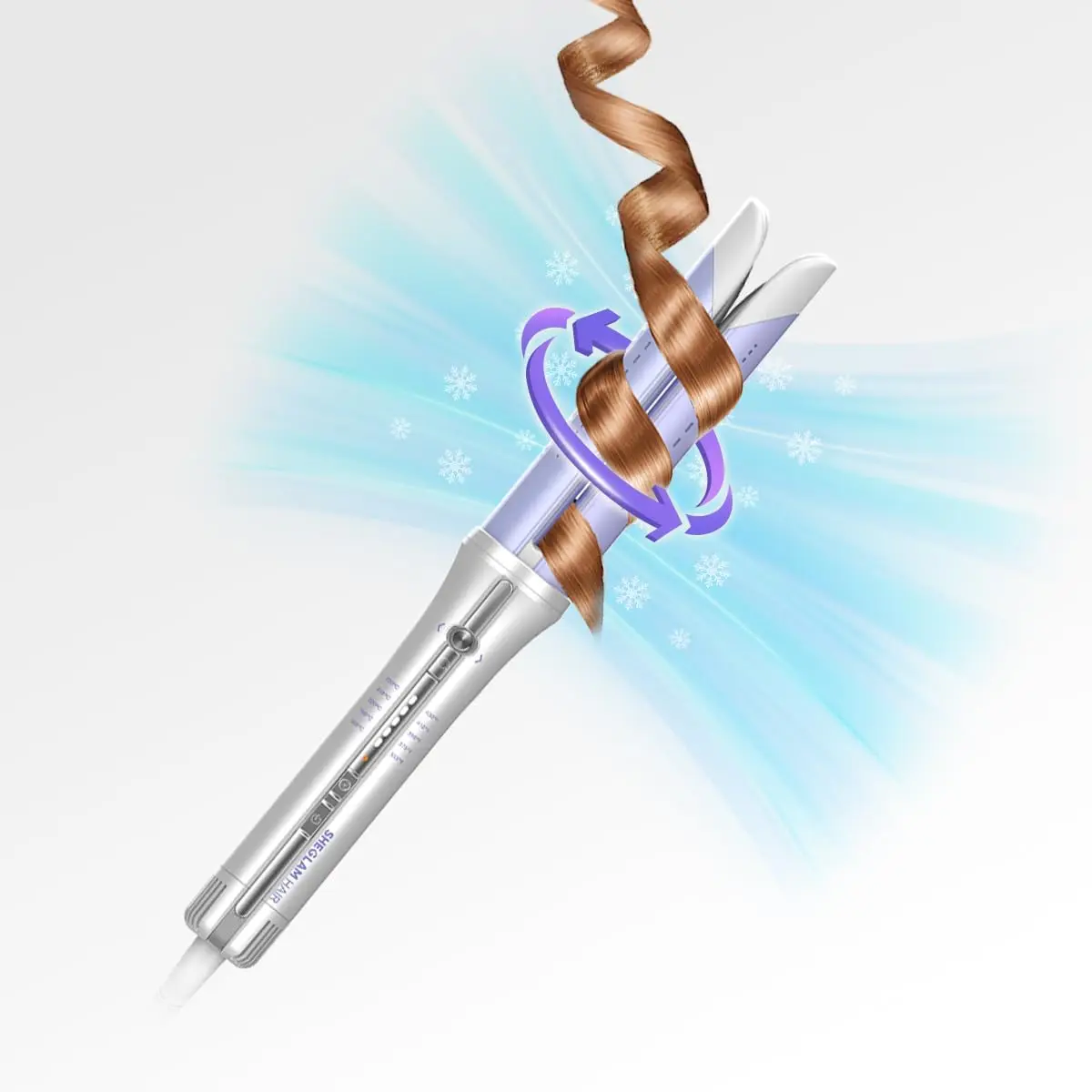 Automatic Rotating Curling Iron - 5 Min Full Head, 360 Cool Air, Zero Burn Risk, 5 Temp Settings