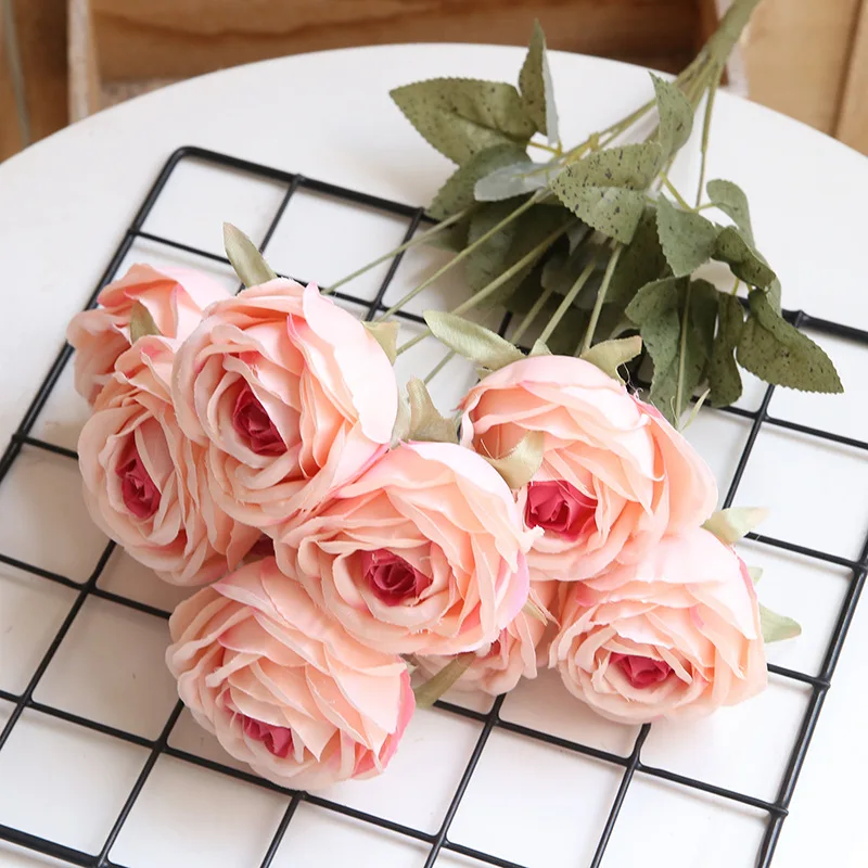 Artificial Rose Bouquet with 9 Heads, Home Furnishing, Hotel, Wedding Party, Desktop Flower Arrangement, Decoration Accessory