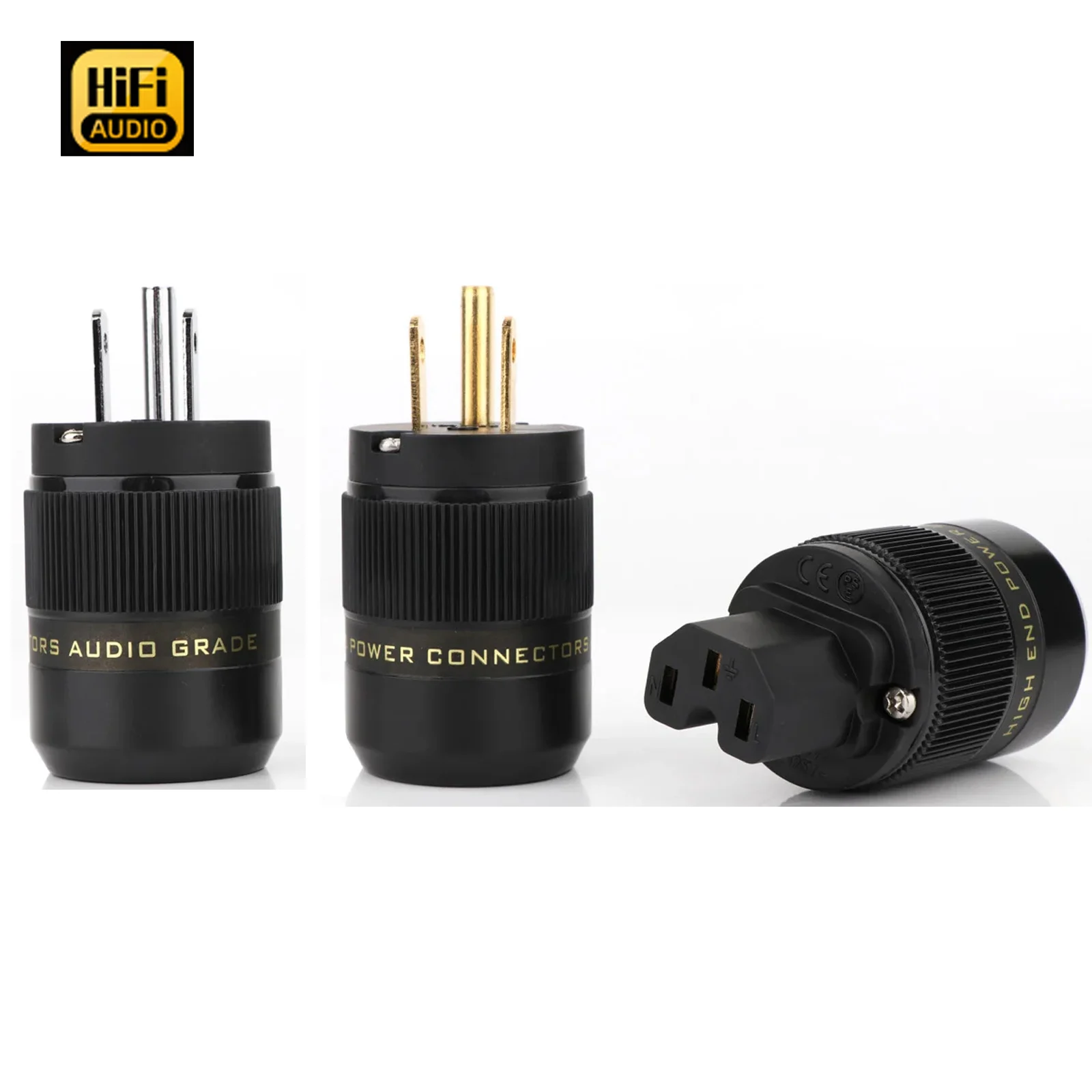 زوج قابس طاقة أمريكي عالي الجودة من النحاس مع موصل محول طاقة تيار متردد أمريكي مطلي بالذهب/الروديوم لكابل الطاقة بنفسك