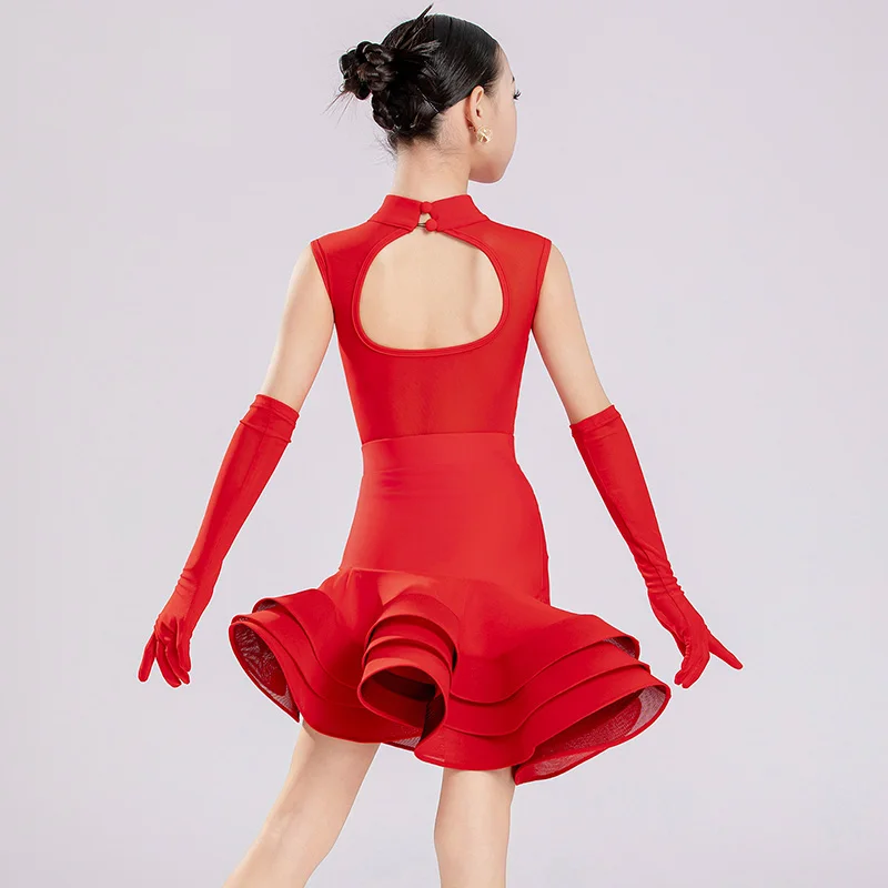 

Платье для латиноамериканских танцев для девочек, весна-лето, детское, профессиональное, для соревнований, стандартное, с пышной юбкой