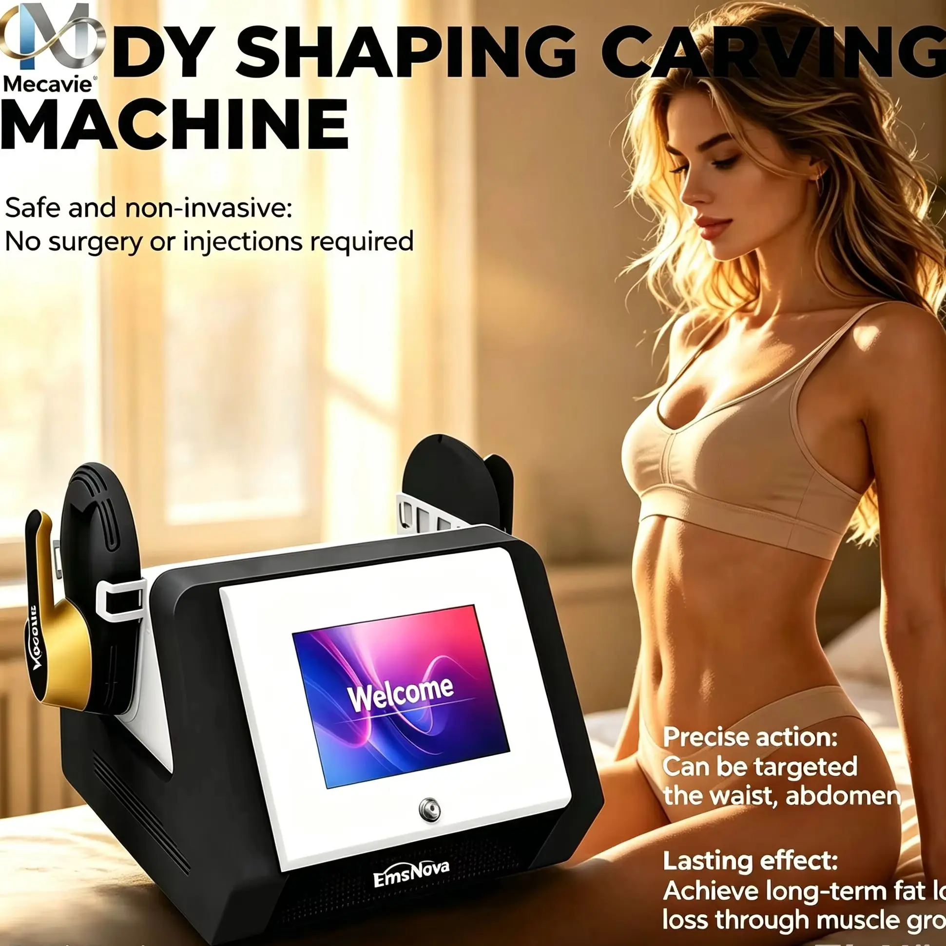 EmsNova 6500W Electromagnetic EMS Muscle Stimulator Touch Screen Non-Invasive Painless Machine Fat Burning Muscle Gain Abdomen