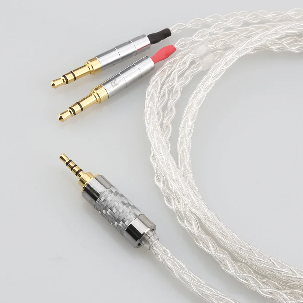 New 99% Pure Silver 8 Core Headphone Cable For Denon AH-D600 D7100 Hifiman HE1000se HE6se he400i he400se arya