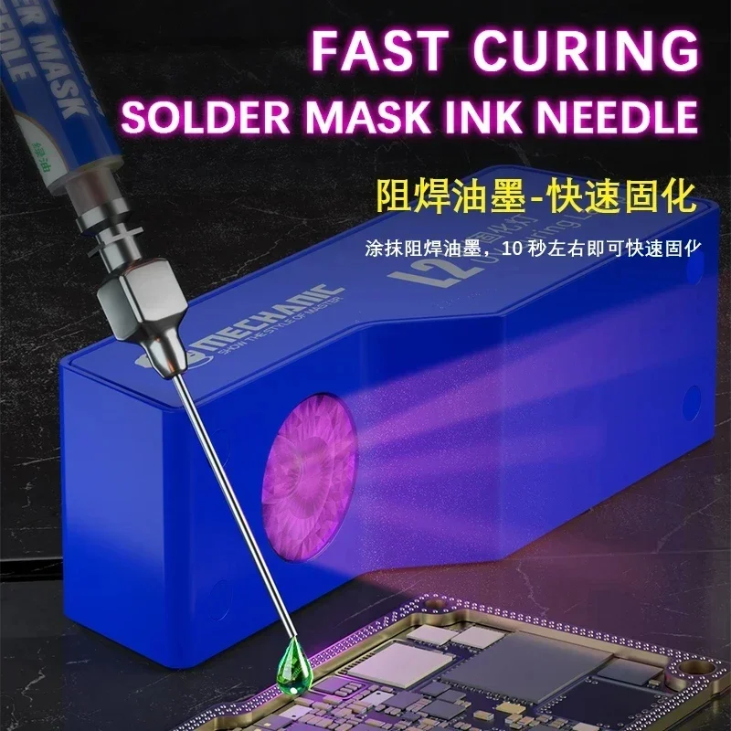 Mechanic L2 UV Curing Lamp dengan 2 buah tinta masker Solder untuk ponsel PC Motherboard UV lem hijau minyak hitam cepat menyembuhkan perbaikan cahaya