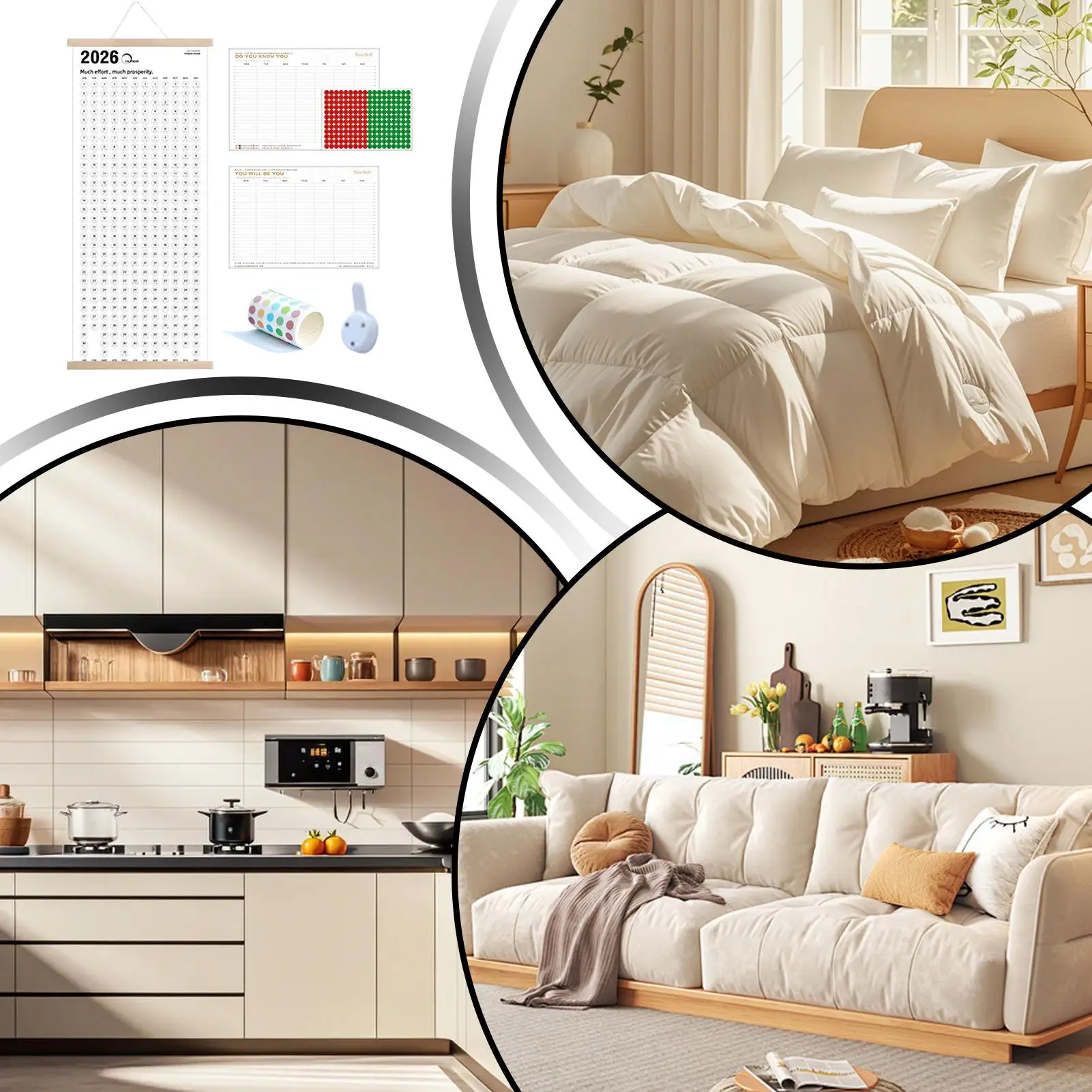 

2026 Wall Calendar with Stickers Pen Monthly Planner Large Wall Calendar 2026-2027 for Christmas New Year Schedule Appointment