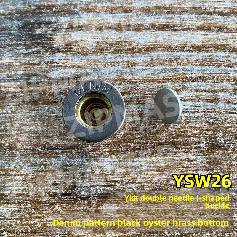

Customized, Genuine YKK Double-needle I-shaped Buckle, Denim Buckle, I-shaped Button DENIM Pattern, Black Brass Bottom 17mm