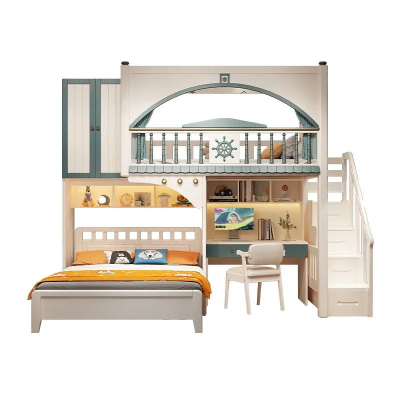 

Children's bed staggered up and down Bunk Small apartment boy double high and low Non-disturbing Tree house bed