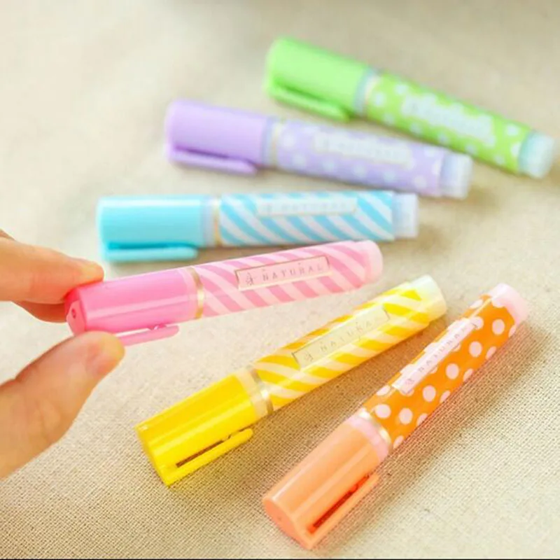 6 Pieces/Sets Hobby Cute 6 Colors Highlighter Paint Liquid Note Marker Drawing Stationery School Office Supplies Kids Gifts