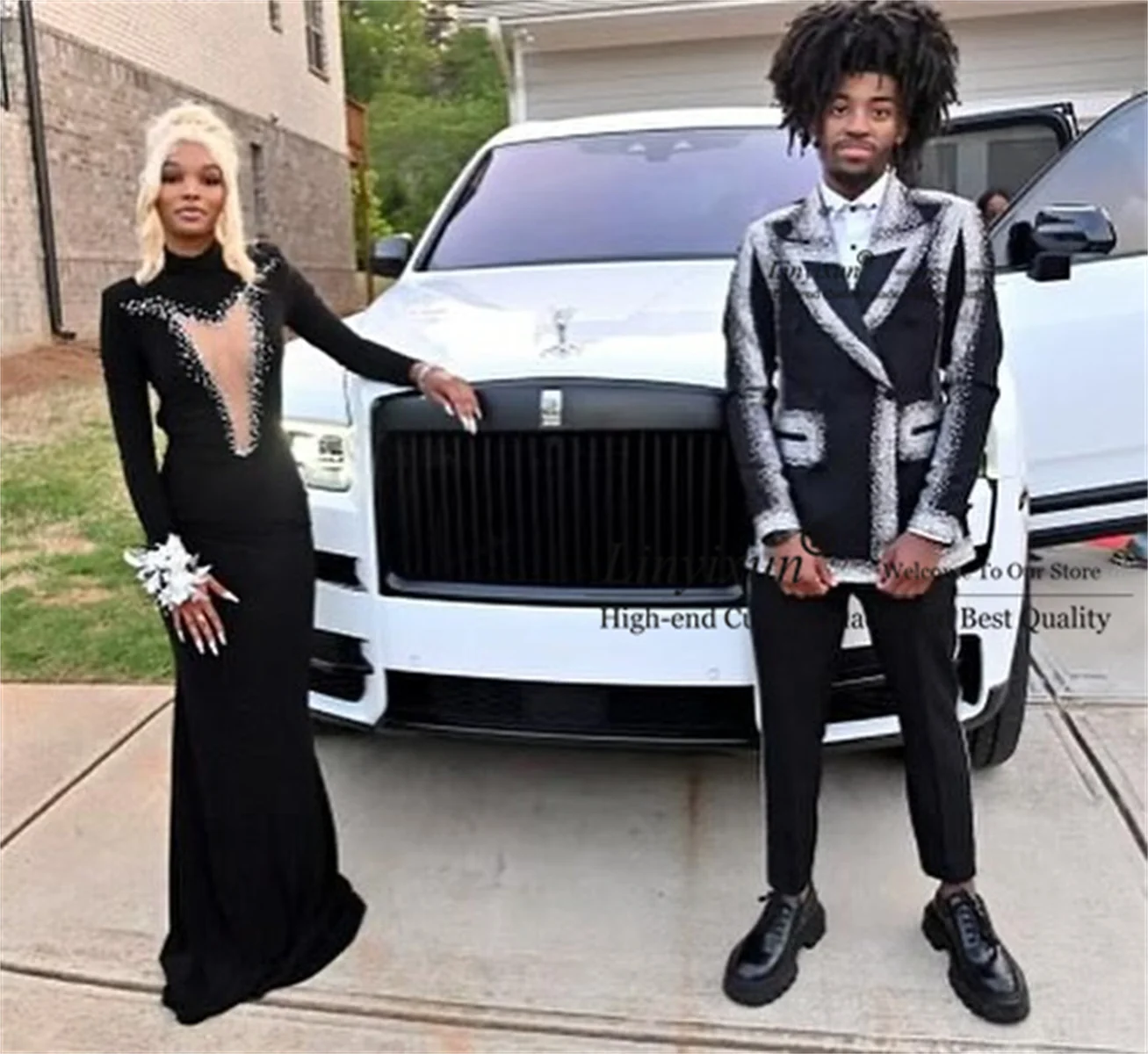 Shiny Crystals Beaded Men Suits 2 Pieces Sets Groom Wedding Tuxedos Peaked Lapel Male Party Prom Blazer Slim vestidos de novia
