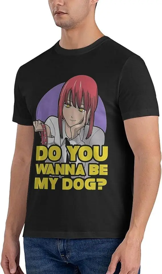 Chainsaw Anime Man Shirt Men's Breathable Custom Cotton Short Sleeve Tshirt Fashion Casual Tops Tees Black