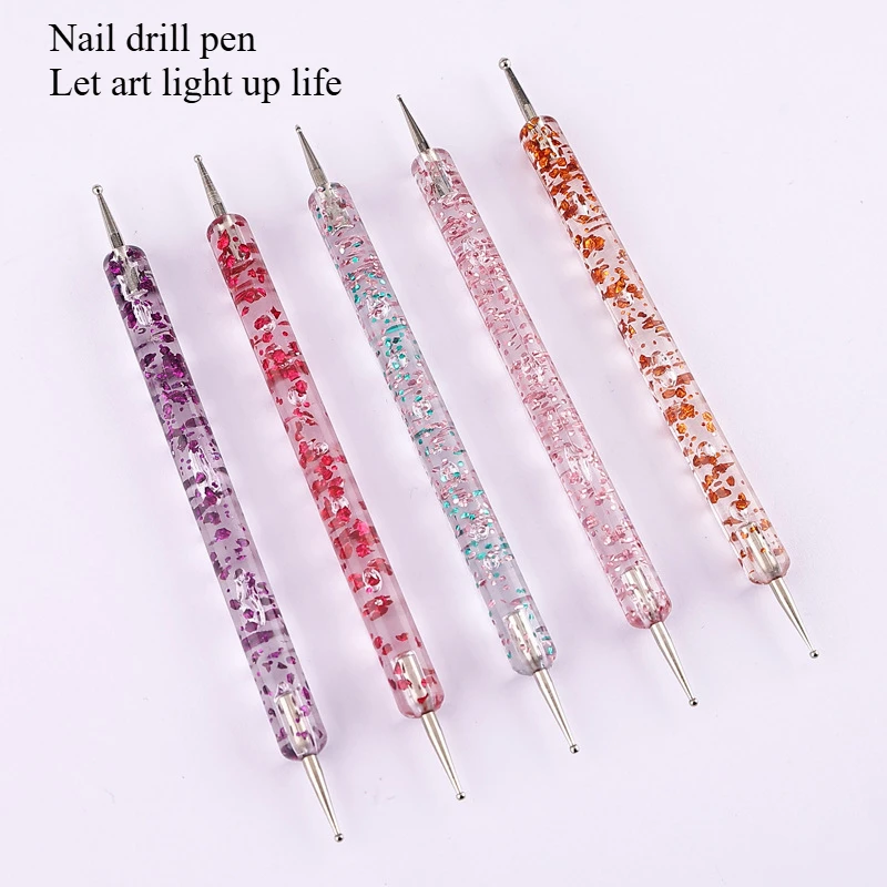 

5PCS/set Portable Nail Art Dotting Pen Crystal Beads Handle Dual-ended Drawing Painting Rhinestones Gems Pens Manicure Tools