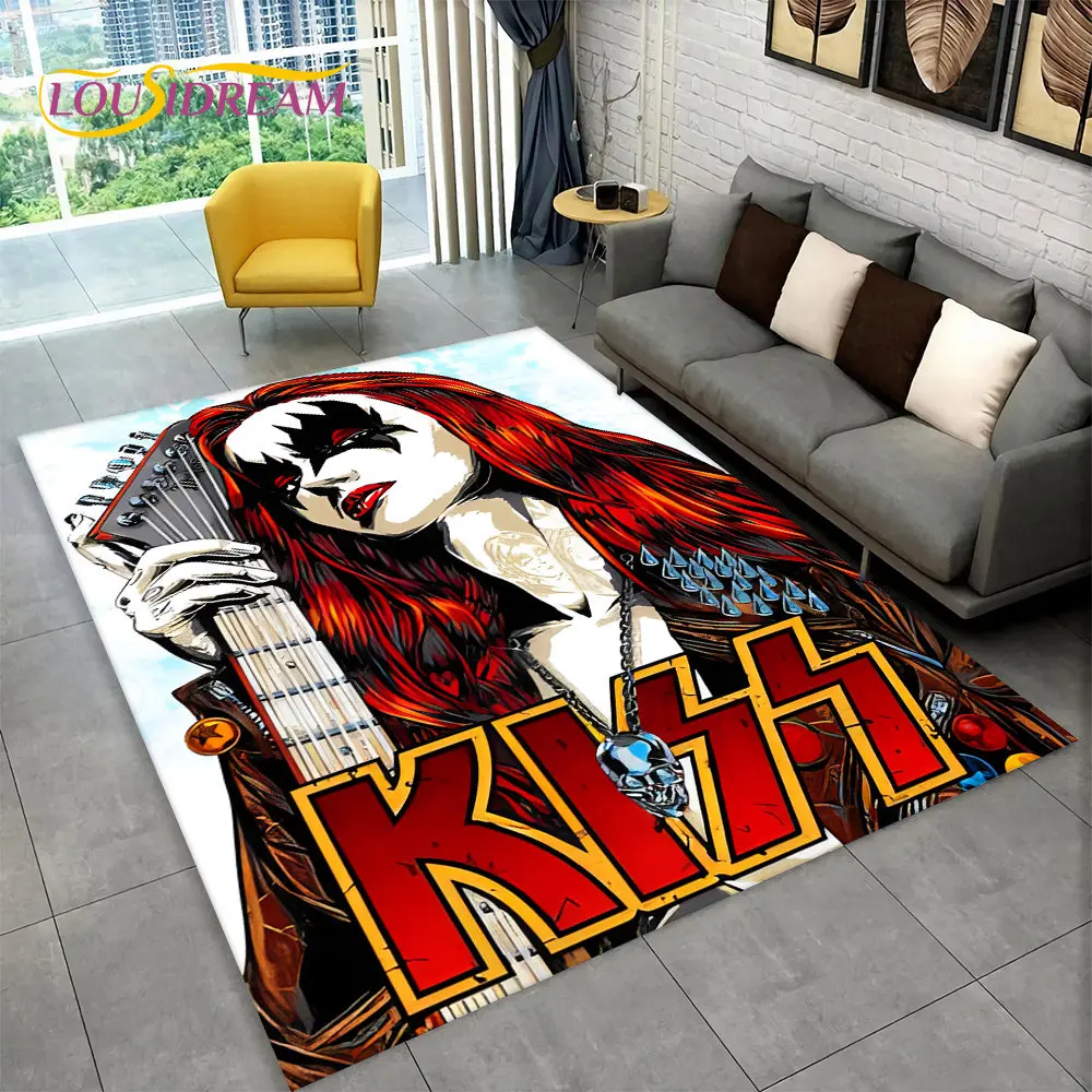 KISS Rock Band Retor Area Rug,Carpet Rug for Home Living Room Bedroom Sofa Doormat Decor,Kitchen Non-slip Floor Mat Alfombra