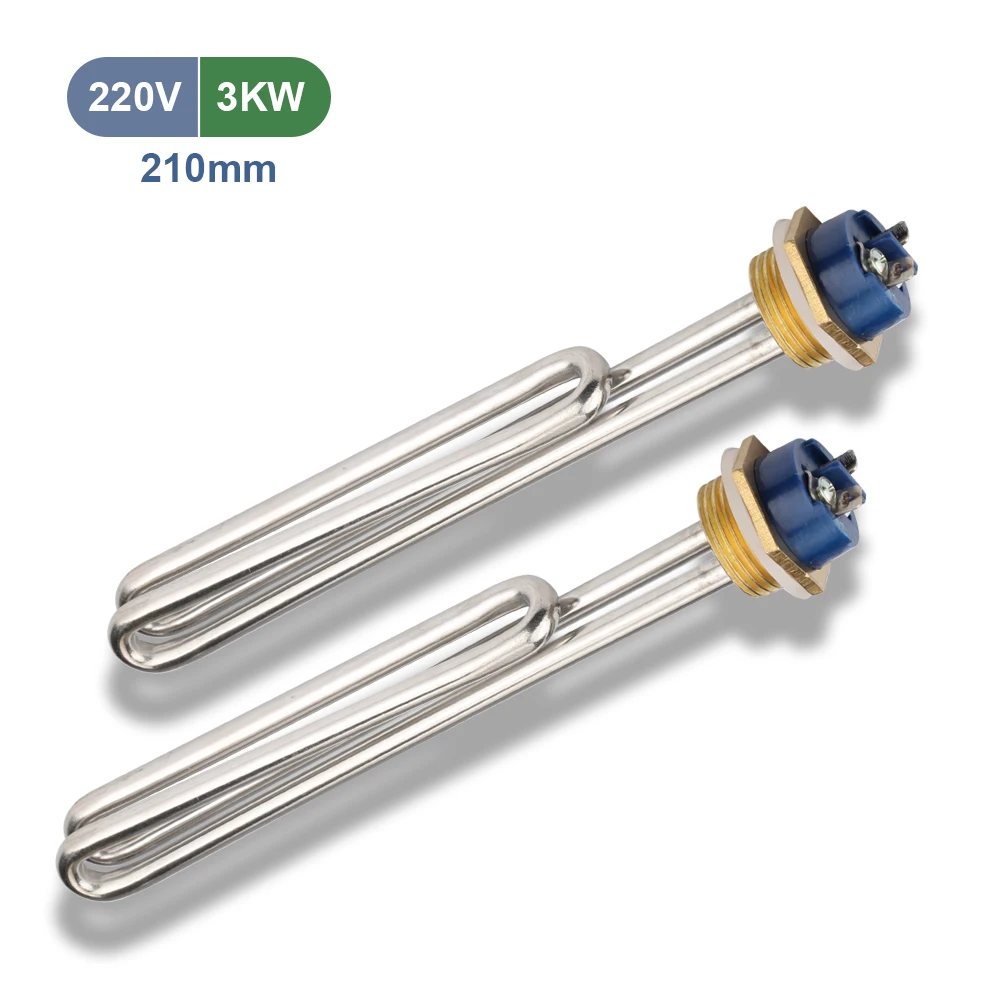 GZHEATER 3KW 220V Fold Solar Water Heater Pipe DN25 1 Inch BSP Thread Stainless Steel Heating Element for Electric Heater