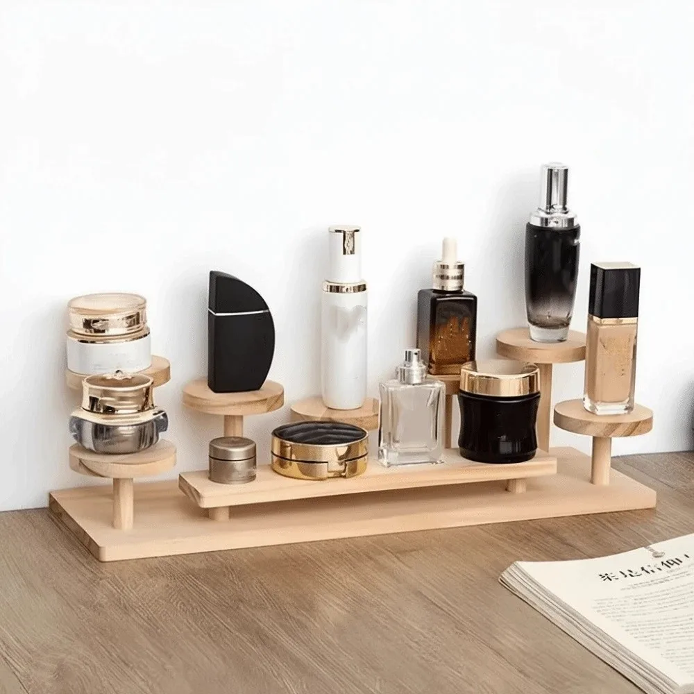 

Wooden Countertop Storage Rack Multiple Tiers Stacked Design Plant Stand Rustic Style Display Stand Organizer Desktop