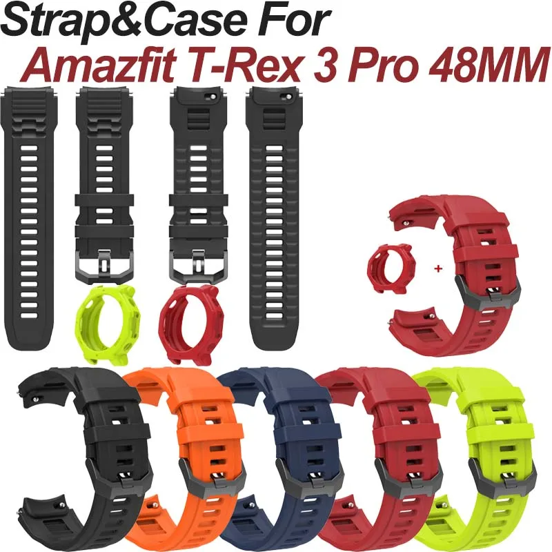 

Силиконовый чехол + ремешок-браслет для Amazfit T-Rex 3 Pro 48 мм, защитный чехол-накладка для Amazfit T-Rex 3 Pro 48 мм, рамка-безель