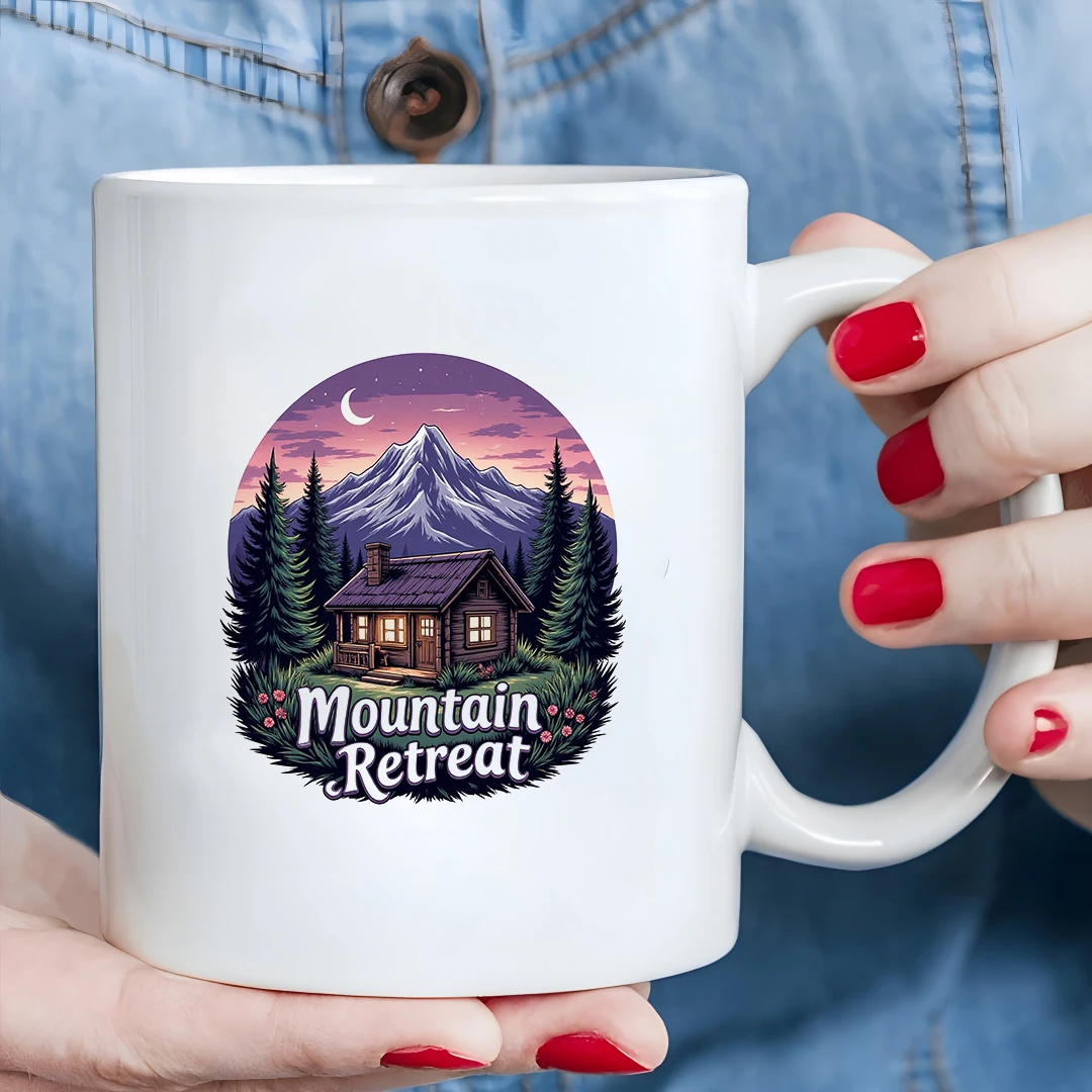 

11oz Cartoon Landscape Wooden House Cup + Night Sky Beauty Cup Christmas Family Office Gift