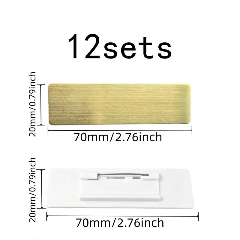Metal Pin Backing Gold ID Badge Holders, 12 pcs, Student Name Tags, Gold Finish Surface for Event Staff Badges