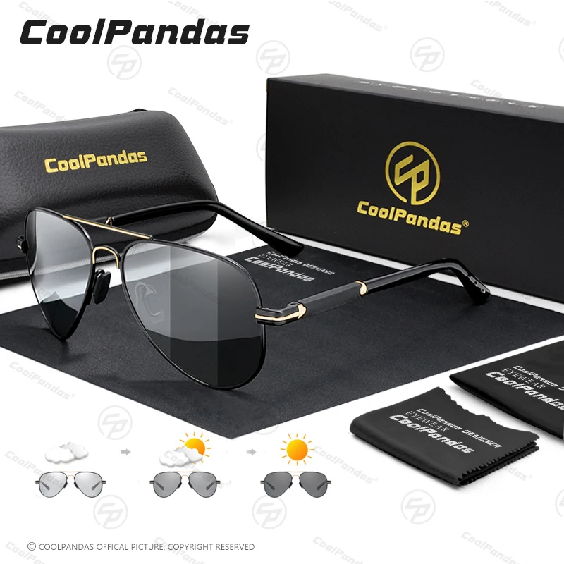 CoolPandas Intelligente Kameleon Bril Meekleurende Zonnebril Mannen Gepolariseerde Luchtvaart Anti-Glare TAC Lens Voor Rijden Vissen