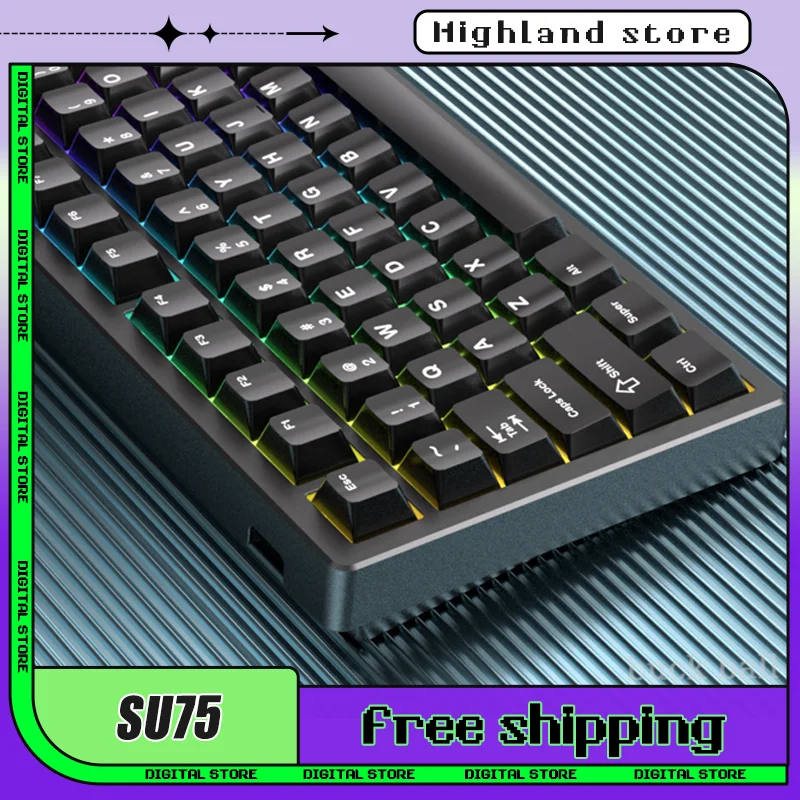 Everglide Su75 Youth Version Keyboard Magnetic Axis Wired Keyboard Customization Rgb Pbt Keyboard For Valorant Pc Gamer Gifts