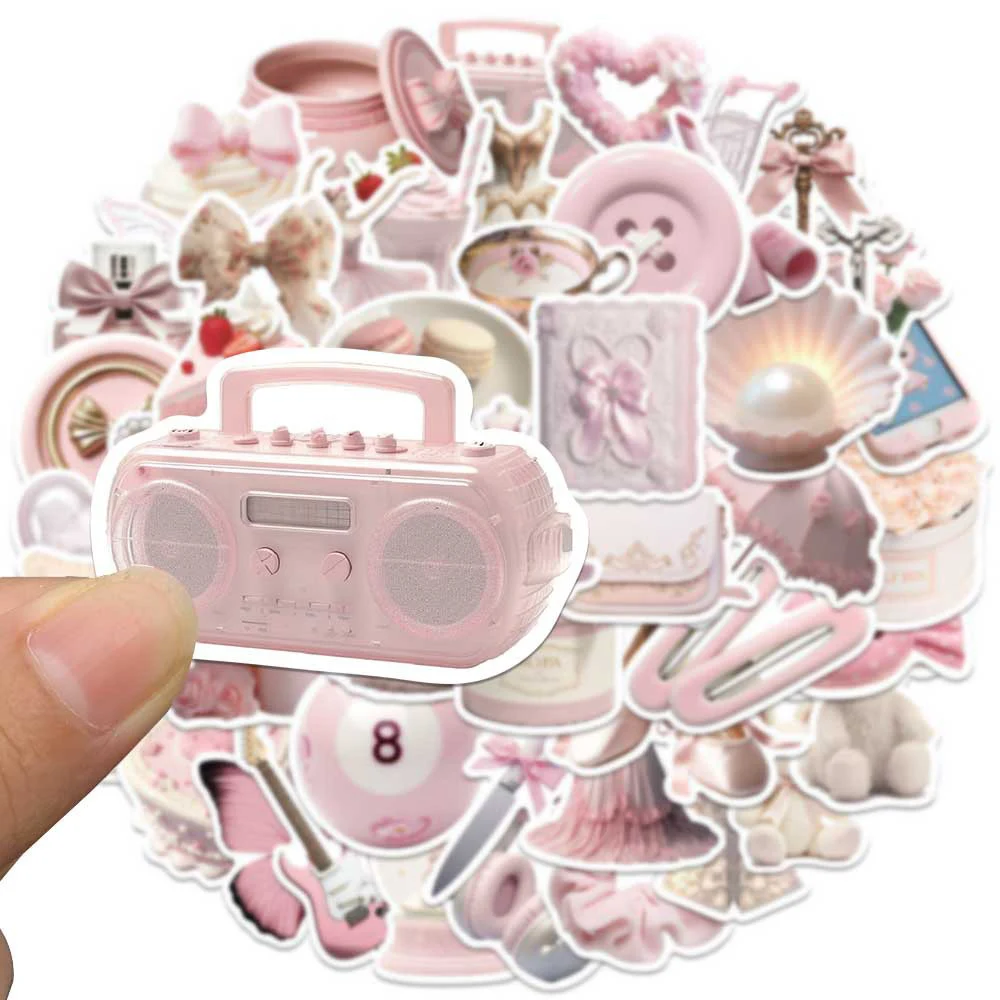 INS estilo bonito dos desenhos animados rosa coquette adesivos, decalques dos desenhos animados, Scrapbooking decorativo, caixa do telefone, Kawaii