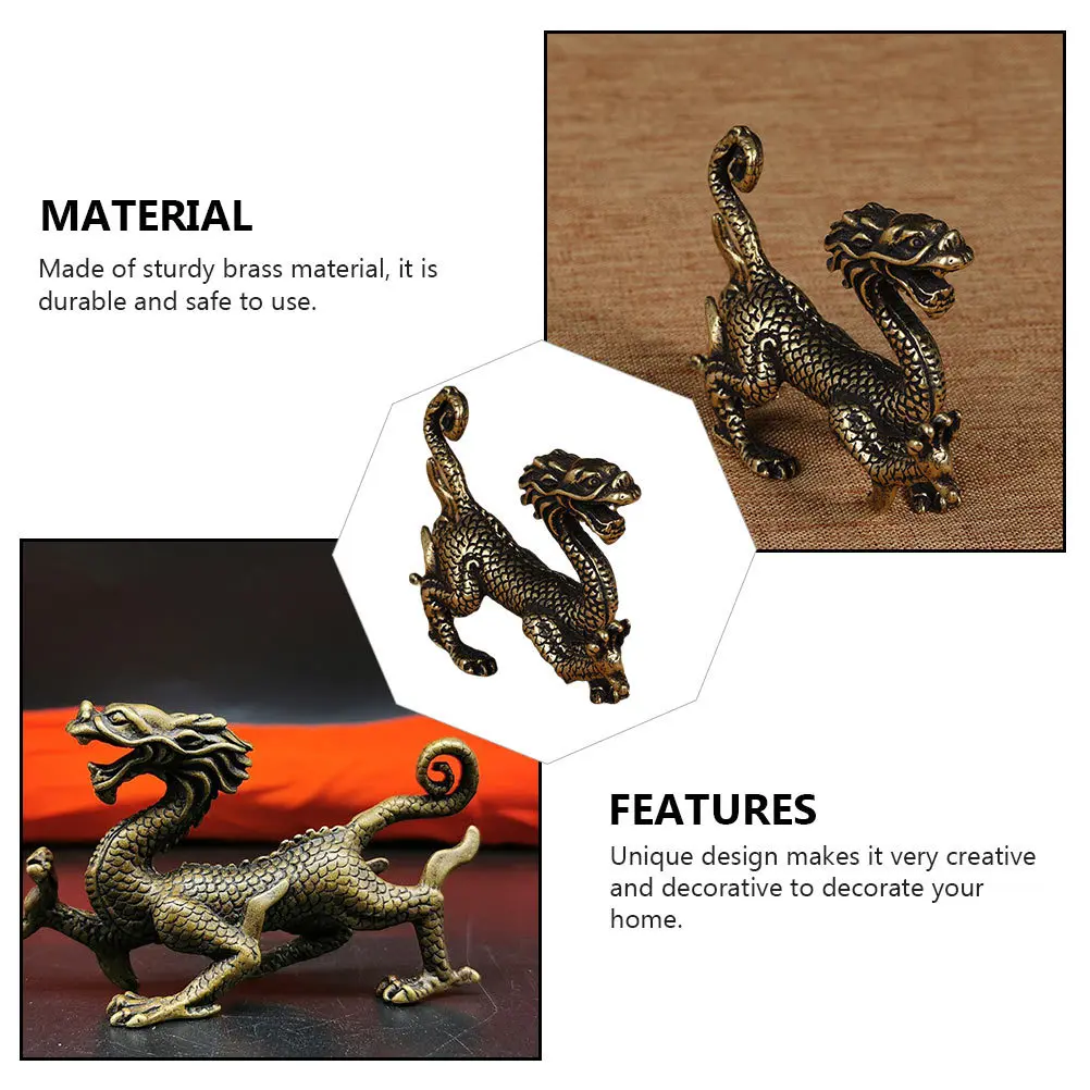 

1pc Brass Dragon Ornament Exquisite Retro Design Home Decor Desktop Statue Tea Pet Handicraft Gift Auspicious Decoration