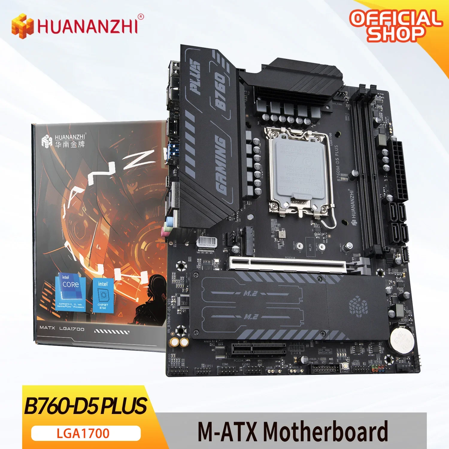 

HUANANZHI B760M D5 PLUS DDR4 Motherboard Support 12 13 14 Gen Intel B760 LGA 1700 CPU 12100F 12400F 12490F 12600F 12700F 13600F