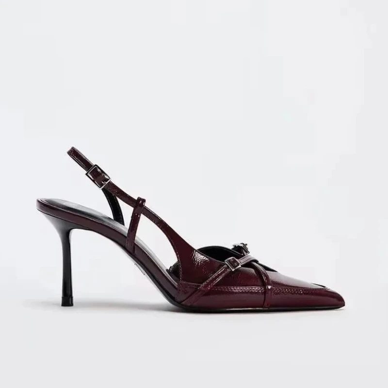 

Женские модные сандалии 34–42, большие размеры, с острым носком, тонкие цветные пучки, универсальные простые сандалии, темпераментные высокие каблуки