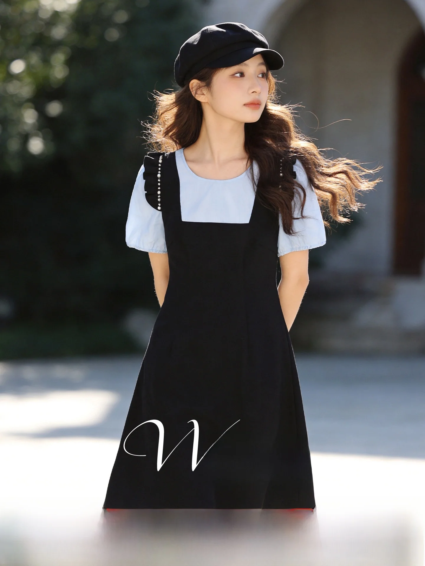 

Anti-Aging plus Size Summer Dress Short Sleeve Patchwork Slimming A-Line Skirt Commute Style Polyester Fiber Casual Wear