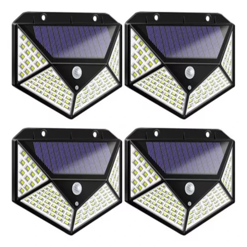 Kit 4 Solar Luminaire 100  With Sensor Garden Waterproof Color Black Luminaires Solar Luminaires